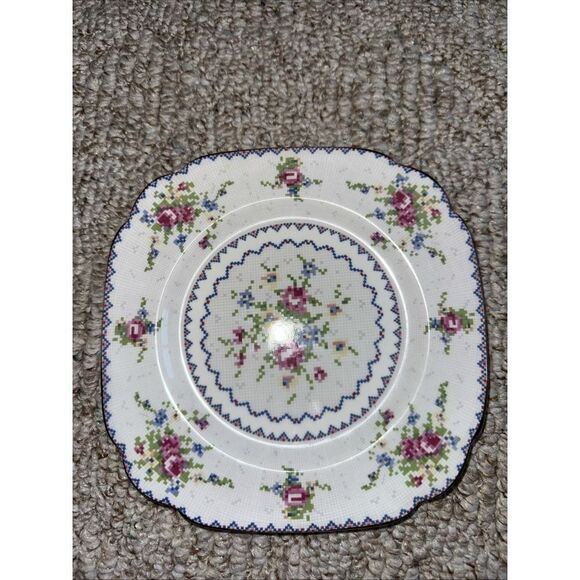 1940s England Royal Albert Bone China Petit Point Square Salad Plate 8" EUC - Picture 1 of 1
